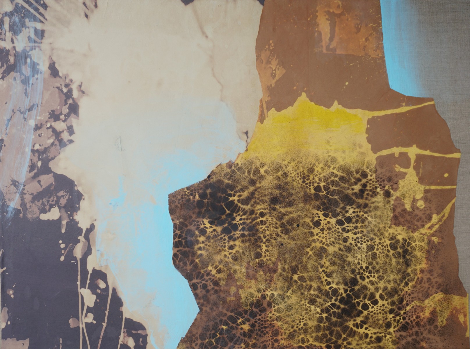 Morgenblau am Berg, Collage/Acryl, 60x80cm, 2022, €1700